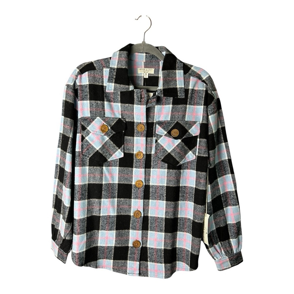 Poof! Plaid Button-Up Shacket